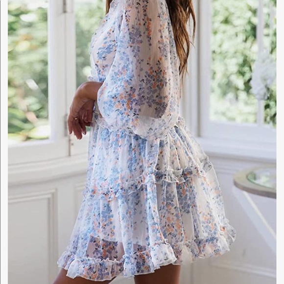 Long Sleeve Floral Mini Dress - Picture 3 of 12